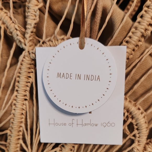 House of Harlow 1960 Intricate Woven Tote in Natural Beige - Picture 3 of 17